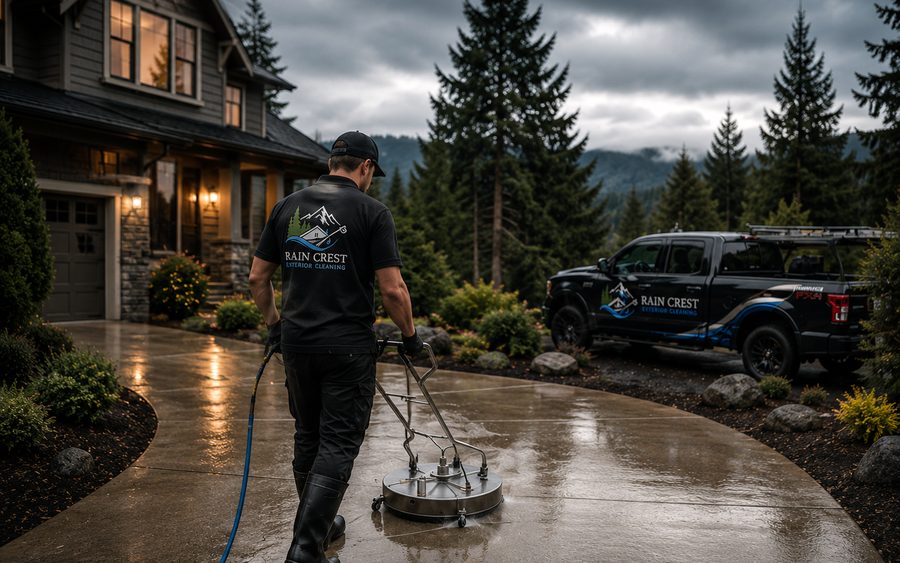 Driveway pressure washing