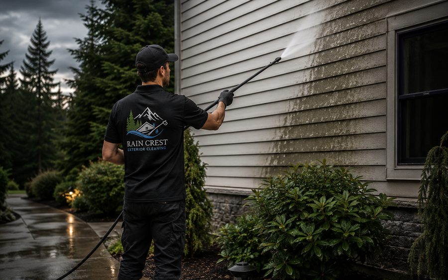 Soft washing house siding